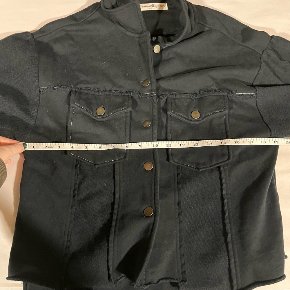 NATURAL LIFE Black Cropped Button Down Utility Jacket XS/S - Picture 9 of 10